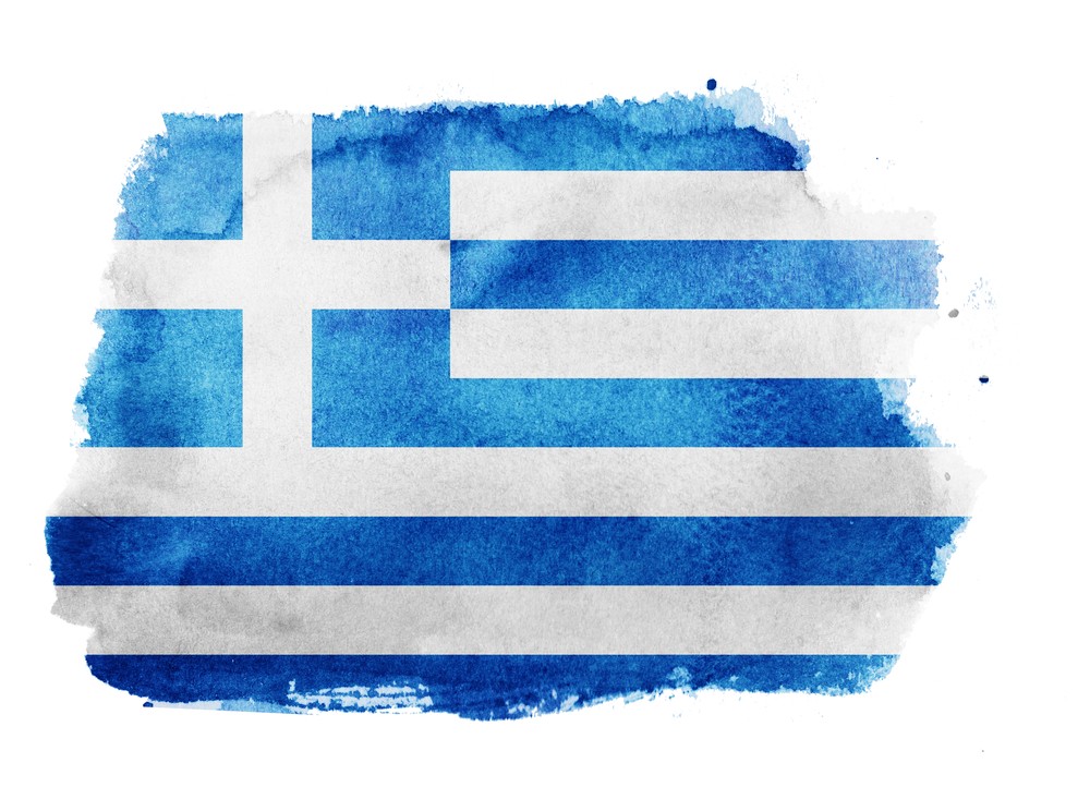 Greek flag watercolor stylized